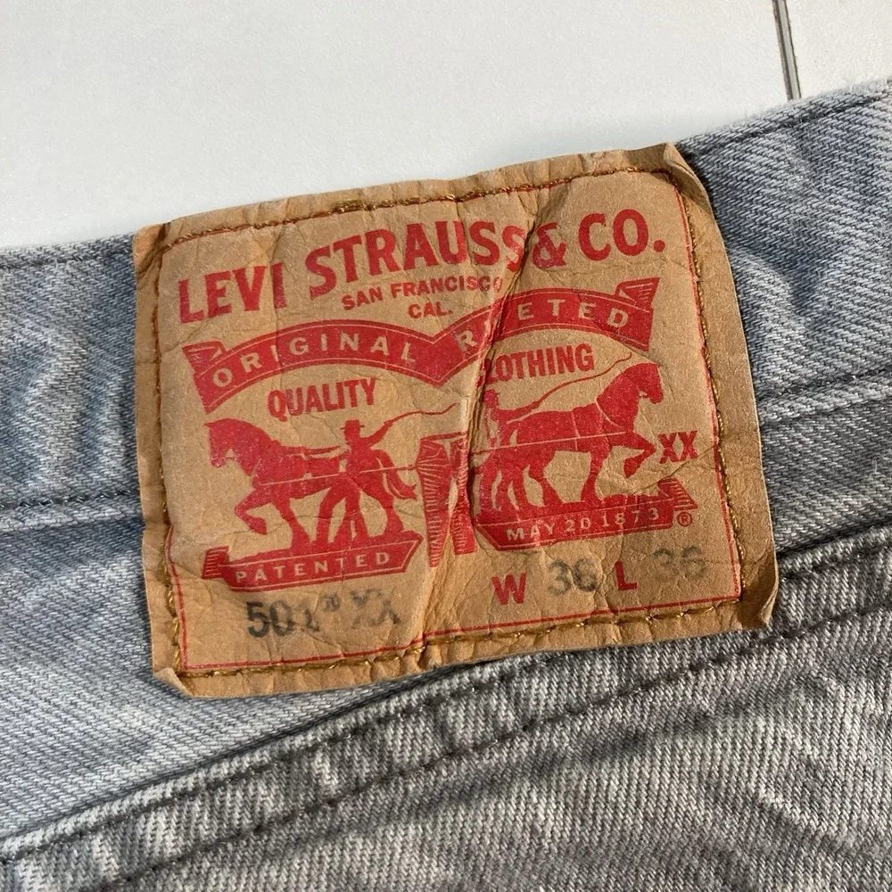 Levi's 501xx Jeans 36x33 Button Fly Gray Stone Washed Denim USA (Tag 36x36)